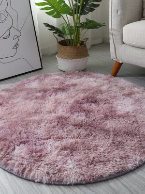 INS Home Tie-Dye Gradient Round Rug (Pink Purple Gradient)