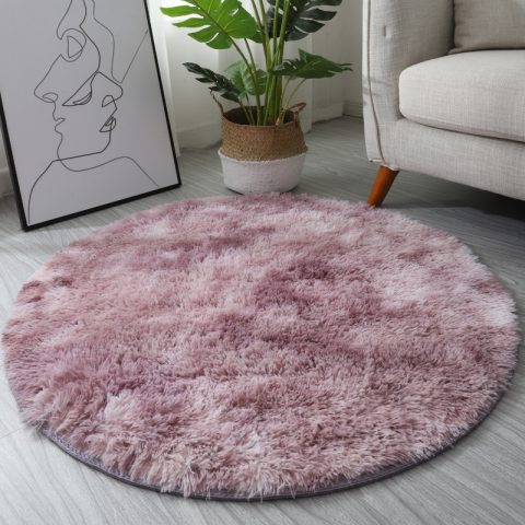 INS Home Tie-Dye Gradient Round Rug (Pink Purple Gradient)