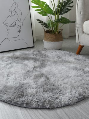 INS Home Tie-Dye Gradient Round Rug (Light Grey Gradient)