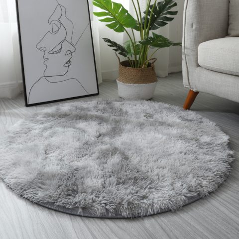 INS Home Tie-Dye Gradient Round Rug (Light Grey Gradient)