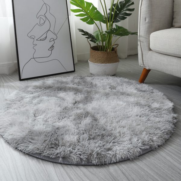 INS Home Tie-Dye Gradient Round Rug (Light Grey Gradient)