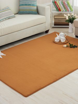 Thickened Solid Colour Pattern Coral Pile Carpet (Khaki)