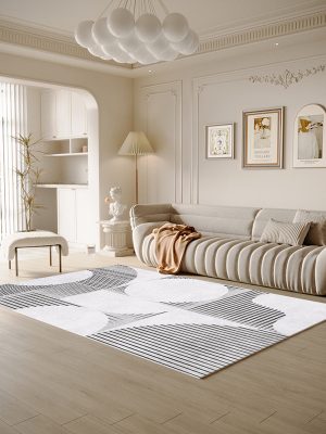 Simple Geometric Living Room Carpet Spot Print Bedroom Full Dirt Resistant Floor Mat (Daydream)