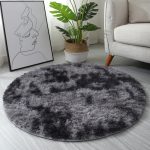 INS Home Tie-Dye Gradient Round Rug (Dark Grey Gradient)