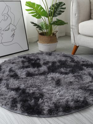 INS Home Tie-Dye Gradient Round Rug (Dark Grey Gradient)