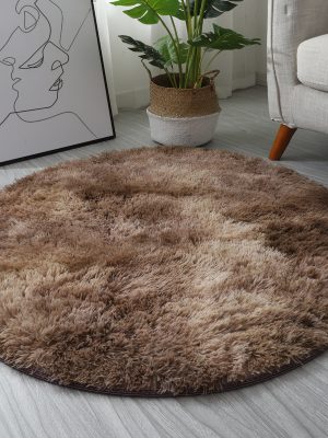 INS Home Tie-Dye Gradient Round Rug (Coffee Gradient)