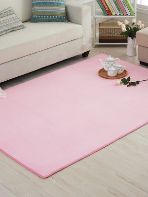 Thickened Solid Colour Pattern Coral Pile Carpet (Pink)