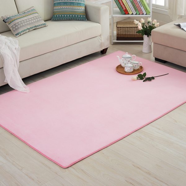 Thickened Solid Colour Pattern Coral Pile Carpet (Pink)