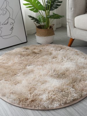 INS Home Tie-Dye Gradient Round Rug (Dark Camel Gradient)