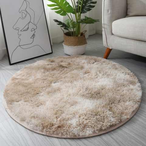 INS Home Tie-Dye Gradient Round Rug (Dark Camel Gradient)