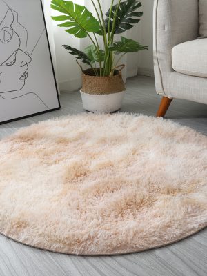 INS Home Tie-Dye Gradient Round Rug (Light Camel Gradient)