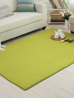 Thickened Solid Colour Pattern Coral Pile Carpet (Grass Green)