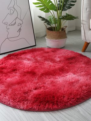 INS Home Tie-Dye Gradient Round Rug (Burgundy Gradient)