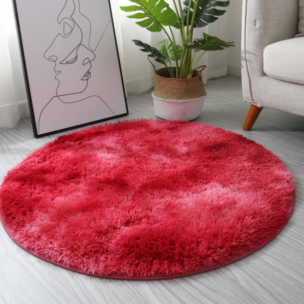 INS Home Tie-Dye Gradient Round Rug (Burgundy Gradient)